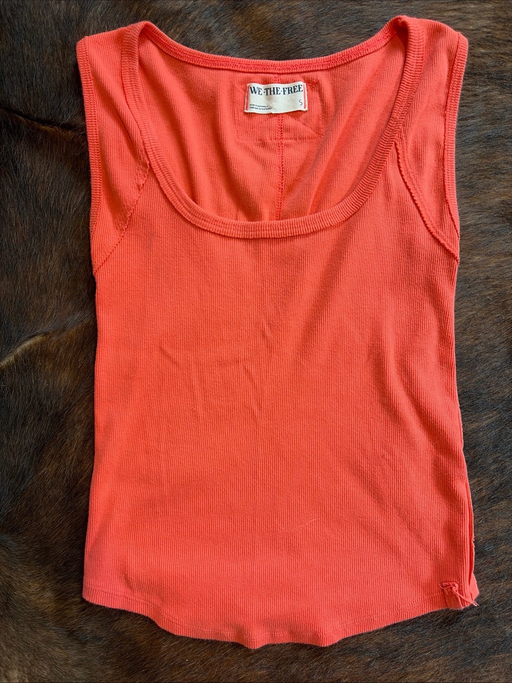 Free People We The Free Hummingbird Ribbed Scoop Tank Top Orange Size Small